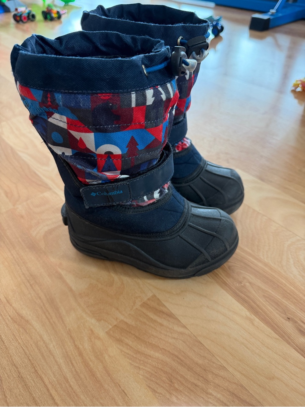 Columbia Kids Navy, Red & Blue Patterned Insulated Snow Boots